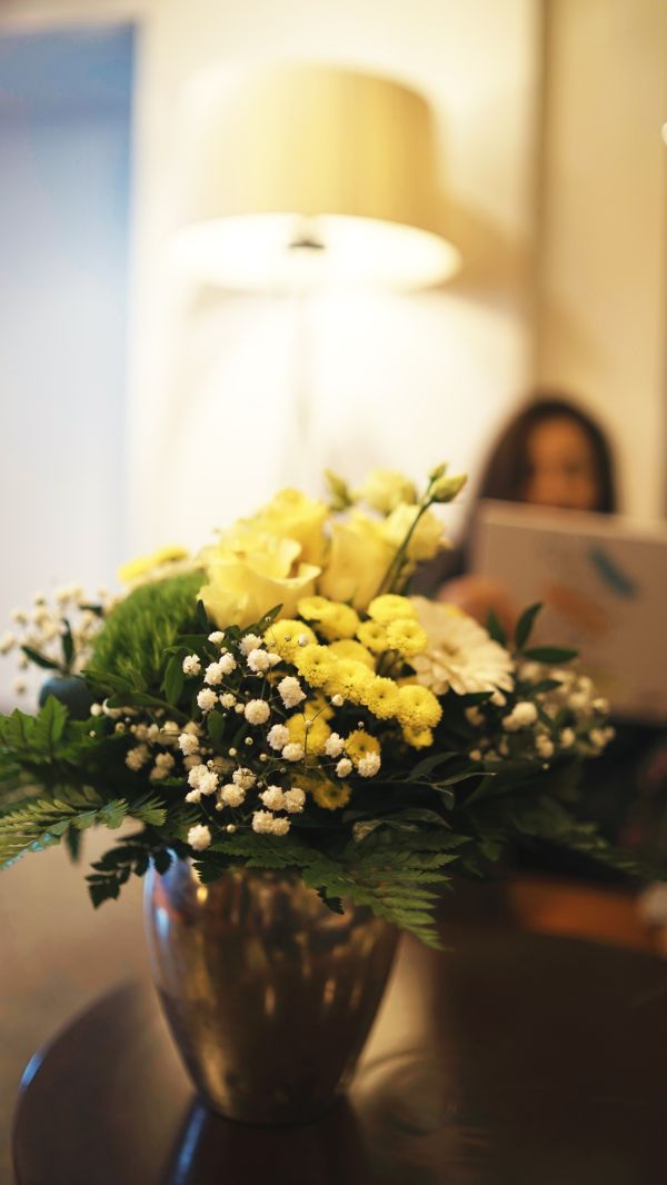 Señora leyendo en el vestíbulo de la entrada del Hotel Adler Asperg
